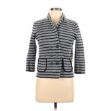 Ann Taylor LOFT Blazer Jacket: Short Gray Print Jackets & Outerwear - Women's Size Large Petite