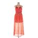 Lily Rose Casual Dress - Midi Scoop Neck Sleeveless: Orange Chevron Dresses - Women's Size X-Large