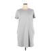 SJB St. Active by St. Johns Bay Casual Dress - Shift Crew Neck Short sleeves: Gray Solid Dresses - Women's Size X-Large