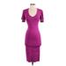 Karen Millen Casual Dress - Midi Scoop Neck Short sleeves: Purple Solid Dresses - New - Women's Size X-Small