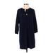 MICHAEL Michael Kors Casual Dress - Shift Tie Neck 3/4 sleeves: Blue Print Dresses - Women's Size Small