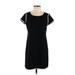 Banana Republic Casual Dress - Shift Scoop Neck Short sleeves: Black Solid Dresses - Women's Size Small Petite