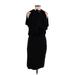 Badgley Mischka Casual Dress - Party High Neck Sleeveless: Black Print Dresses - Women's Size 6