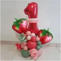 Décoration de fête d'anniversaire Kit de ballons avec chiffres à fraises pour enfants filles de 1