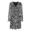Minikleid VERO MODA "VMHOLLY LS SMOCK SHORT DRESS WVN GA" Gr. S (36), N-Gr, schwarz (black aop:graphic zebra) Damen Kleider Langarm