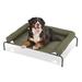 Tucker Murphy Pet™ MoNiBloom Cooling Elevated Pet Bed Dog Cot Bed w/ Removable Bolster Polyester in Green/White | 9 H x 55 W x 36 D in | Wayfair