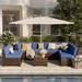 Latitude Run® Avamay 10 Piece Rattan Sectional Seating Group w/ Cushions Synthetic Wicker/All - Weather Wicker/Wicker/Rattan in Blue | Outdoor Furniture | Wayfair