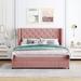 House of Hampton® Hekuran Wingback Storage Bed Wood & /Upholstered/Velvet in Pink | 45.5 H x 65 W x 84.4 D in | Wayfair