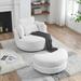 Latitude Run® Swivel Accent Barrel Club Big Round Chair w/ Storage Ottoman | 30.5 H x 51.2 W x 39 D in | Wayfair AAC4D2D19A1D4857809F16B60B426580