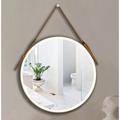 Latitude Run® Bathroom LED Mirror 32 Inch Round Bathroom Mirror w/ Lights Smart 3 Lights Dimmable Illuminated Bathroom Mirror Wall Mounted Large LED Mirror Anti-F | Wayfair