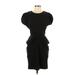 Guess Casual Dress - Sheath Crew Neck Short sleeves: Black Solid Dresses - Women's Size 6