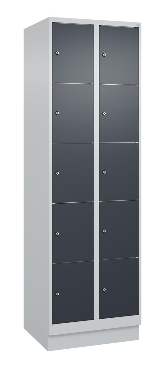 C+P Schließfachschrank Classic PLUS, Sockel, 2 Abteile, 1950x600x500mm, 7035/701 Image
