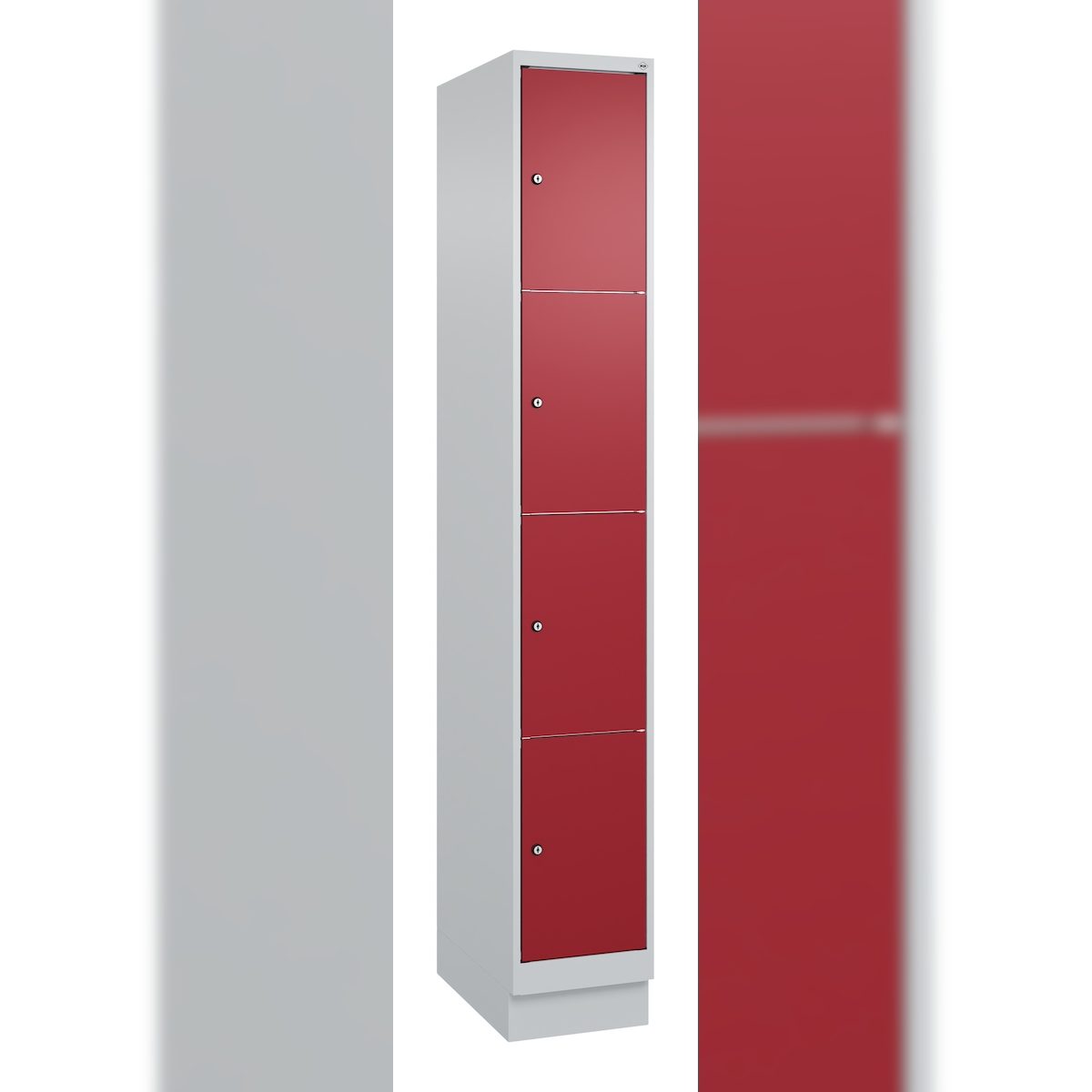 C+P Schließfachschrank Classic PLUS, Sockel, 1 Abteil, 1950x300x500mm, 7035/3003 Image