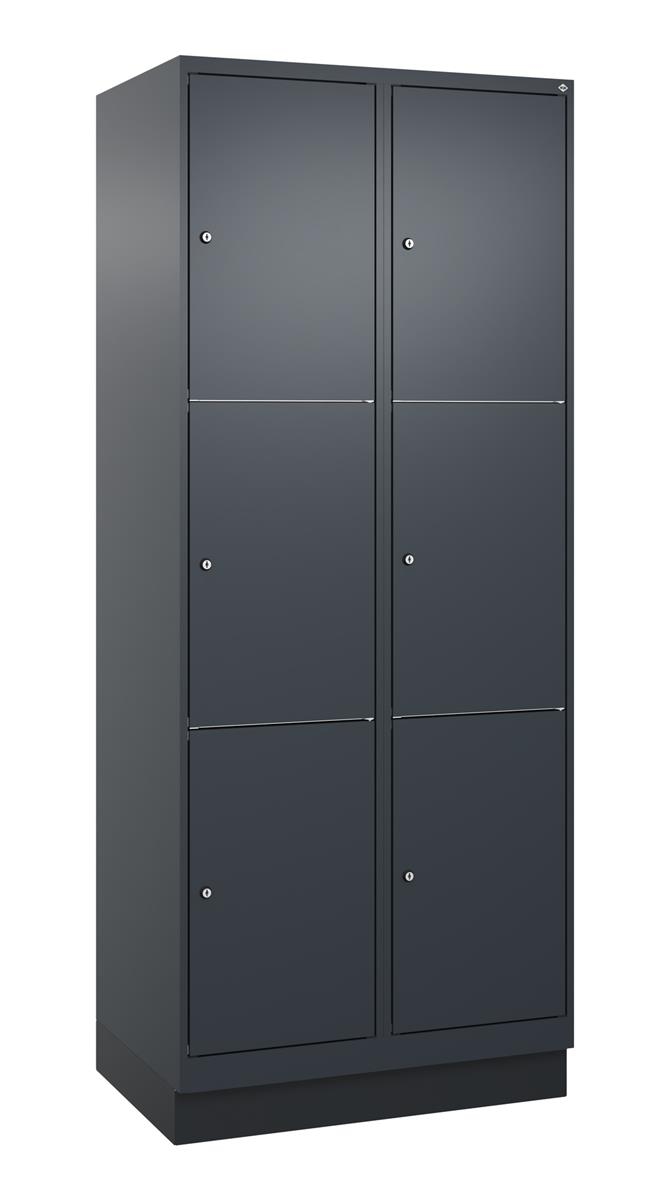 C+P Schließfachschrank Classic PLUS, Sockel, 2 Abteile, 1950x800x500mm, 7016/701 Image