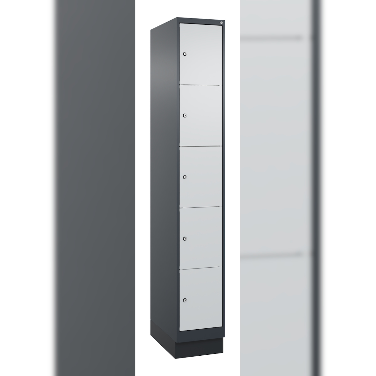 C+P Schließfachschrank Classic PLUS, Sockel, 1 Abteil, 1950x300x500mm, 7016/7035 Image