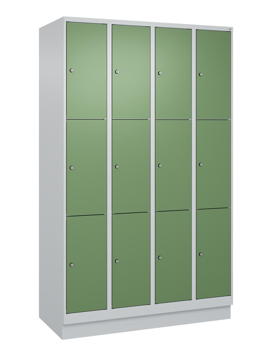 C+P Schließfachschrank Classic PLUS, Sockel, 4 Abteile, 1950x1200x500mm, 7035/60 Image
