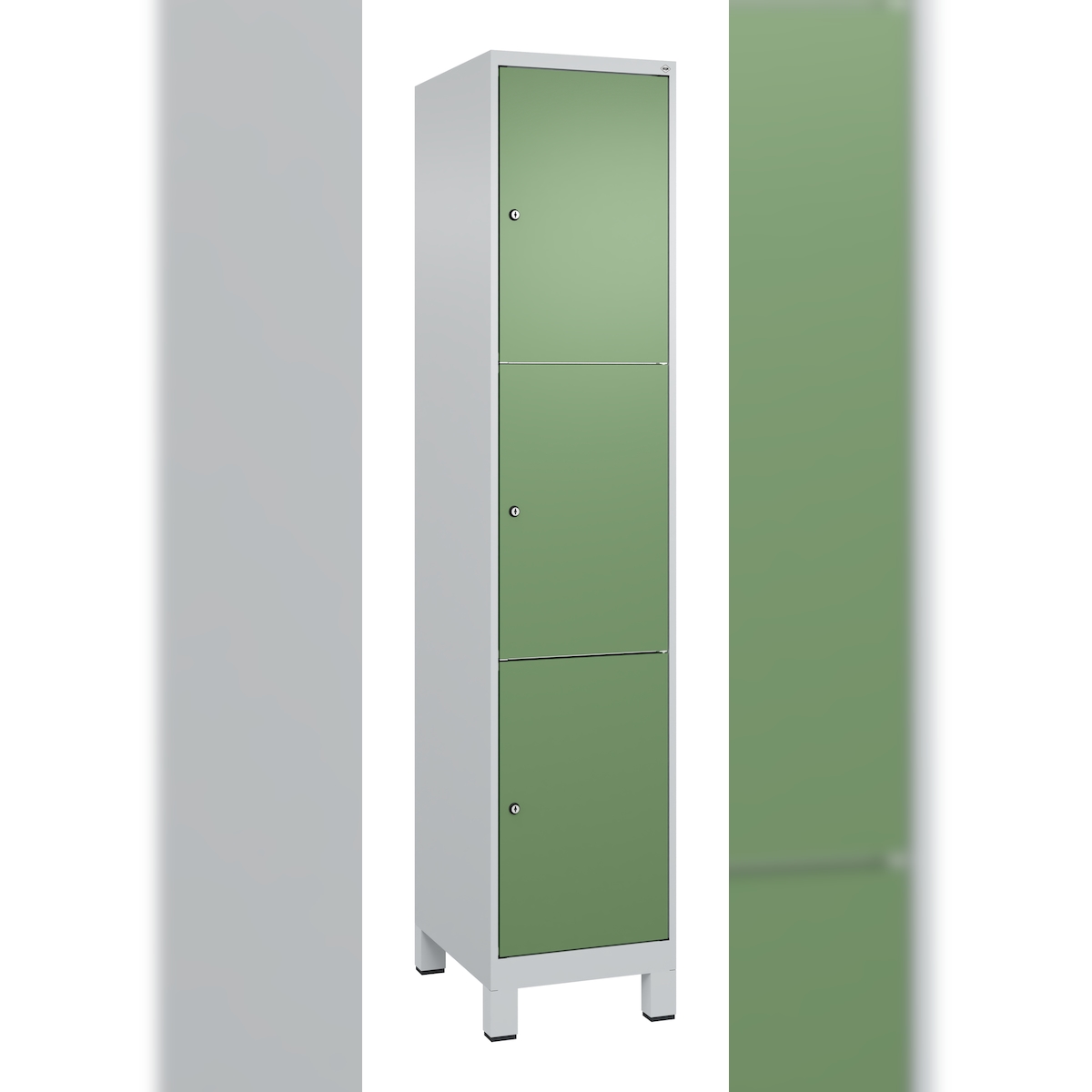 C+P Schließfachschrank Classic PLUS, Füße, 1 Abteil, 1950x400x500mm, 7035/6011 Image