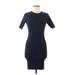 Everlane Casual Dress - Bodycon High Neck Short sleeves: Blue Solid Dresses - Women's Size Medium