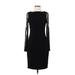 Badgley Mischka Cocktail Dress - Sheath High Neck Long sleeves: Black Print Dresses - Women's Size 4