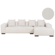 4-Sitzer Ecksofa Cremeweiß Stoffbezug Cord L-Förmig mit Chaiselongue Linksseitig 4 Dekokissen Modern Wohnzimmer Wohnlandschaft Polstersofa