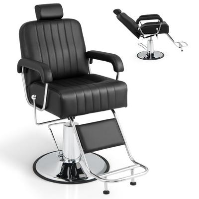 Costway 360 Degrees Swivel Salon Hydraulic Barber Chair with Adjustable Headrest and Reclining Backrest-Black