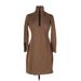 J. McLaughlin Casual Dress Turtleneck 3/4 sleeves: Brown Print Dresses - Women's Size Small