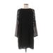 H&M Casual Dress - Mini Crew Neck 3/4 sleeves: Black Print Dresses - Women's Size 8