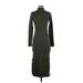 Ann Taylor LOFT Casual Dress - Sweater Dress High Neck 3/4 sleeves: Gray Print Dresses - Women's Size 2X-Small