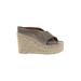 Sigerson Morrison Wedges: Espadrille Platform Casual Gray Solid Shoes - Women's Size 6 1/2 - Open Toe