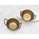 Pair of Small Brass Bowls with Copper Handles - Set of 2 Antique Miniature Pots - Vintage Boho Kitchen and Home Decor