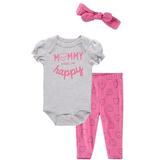 Bon Bebe Girls 0-9 Months Bodysuit Pant Set with Matching Headband (Dark Pink 3-6 Months)