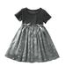 NIUREDLTD Kids Toddler Girls Summer Sweet Dress Short Sleeve Patchwork Star Print Casual Princess Dress Outfits 100