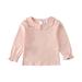 Seyurigaoka Toddler Baby Kids Girls Long Sleeve T-Shirt O Neck Ruffle Blouse