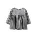Canrulo Toddler Baby Girls Fall Dress Long Sleeve Round Neck Plaids Print Dress Clothes Black 2-3 Years