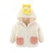 QUYUON Toddler Fleece Jacket with Hood Baby Boys Girls Full Zip up Hoodie Jackets Kids Winter Thick Warm Fleece Lined Long Sleeve Hooded Jacket Outerwear Coat Cute Ear Fall Jackets White 2T-3T