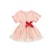 jxxiatang Infant Baby Girl Dress Ruffle Short Sleeve V-neck Bow One Piece Skirt
