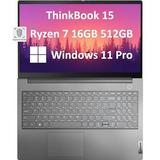 Lenovo ThinkBook 15 Gen 4 Business Laptop (15.6 FHD 16GB RAM 512GB SSD AMD 8-Core Ryzen 7 5825U (Beat i7-1165G7) Anti-Glare 1080p Webcam) Fingerprint Reader Ethernet Wi-Fi 6 Win 11 Pro Grey