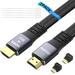 Flat HDMI Cable (2 Pack 15FT+ 15FT) 4K HDMI High Speed Braided Cord Pure Copper Supports 4K@60Hz 2160p 1080p HDR