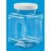 Clear Food Grade PET Plastic Square Grip Storage Jar w/ Cap - 16 Fluid Ounces - 12-Jar Pack (1-2 Cup Storage Capacity) by Pride Of India