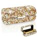 DODAMOUR Lipstick Case with Mirror Rhinestone Crystal Lipstick Organizer for Travel Portable Bling Diamonds Lip Gloss Storage Holder (Gold)