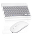 Rechargeable Bluetooth Keyboard and Mouse Combo Ultra Slim Full-Size Keyboard and Mouse for Microsoft Surface and All Bluetooth Enabled Mac/Tablet/iPad/PC/Laptop - Stone Grey with Purple Mouse