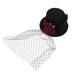 Vintage Style Feather Red Rose Mesh Hat Adult Boys And Girls Halloween Party Decoration Decor Use Hat(Black)