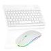 Rechargeable Bluetooth Keyboard and Mouse Combo Ultra Slim for Microsoft Surface Duo 2 and All Bluetooth Enabled Android/PC-Pure White Keyboard with Pure White RGB LED mouse