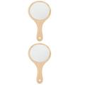 2 Count Wooden Handle Mirror Dresser Women Makeup Mirror Makeup Mirror Handheld Make up Mirror Cosmetic Mirror Travel