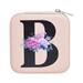 ZTTD Women s Jewelry Box Travel Jewelry Box English Alphabet Flower Jewelry Makeup Bag Gifts for Women Girls Pink