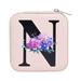 ZTTD Women s Jewelry Box Travel Jewelry Box English Alphabet Flower Jewelry Makeup Bag Gifts for Women Girls Pink