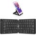 Foldable Bluetooth Keyboard - Portable Wireless Keyboard with Stand Holder Rechargeable Full Size Ultra Slim Folding Keyboard Compatible IOS Android Windows Smartphone Tablet and Laptop-Black