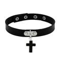 New Gothic PU Leather Cross Necklace Black Neck Necklace| H5W8