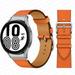 YuiYuKa No Gaps Leather Band For Samsung Galaxy Watch 4 Classic 46mm 42mm Smartwatch Belt Women Men StrapBracelet Correa Galaxy Watch 5/5 Pro Galaxy Watch 4 40mm 44mm Bands - Orange-silver