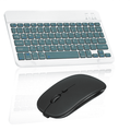 Rechargeable Bluetooth Keyboard and Mouse Combo Ultra Slim Full-Size Keyboard and Ergonomic Mouse for Allview Viva i8 and All Bluetooth Enabled Mac/Tablet/iPad/PC/Laptop -Pine Green with Black Mouse